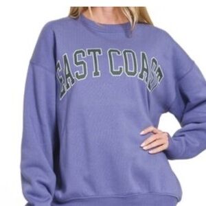 New zenana blue East Coast Sweatshirt with hunter green
